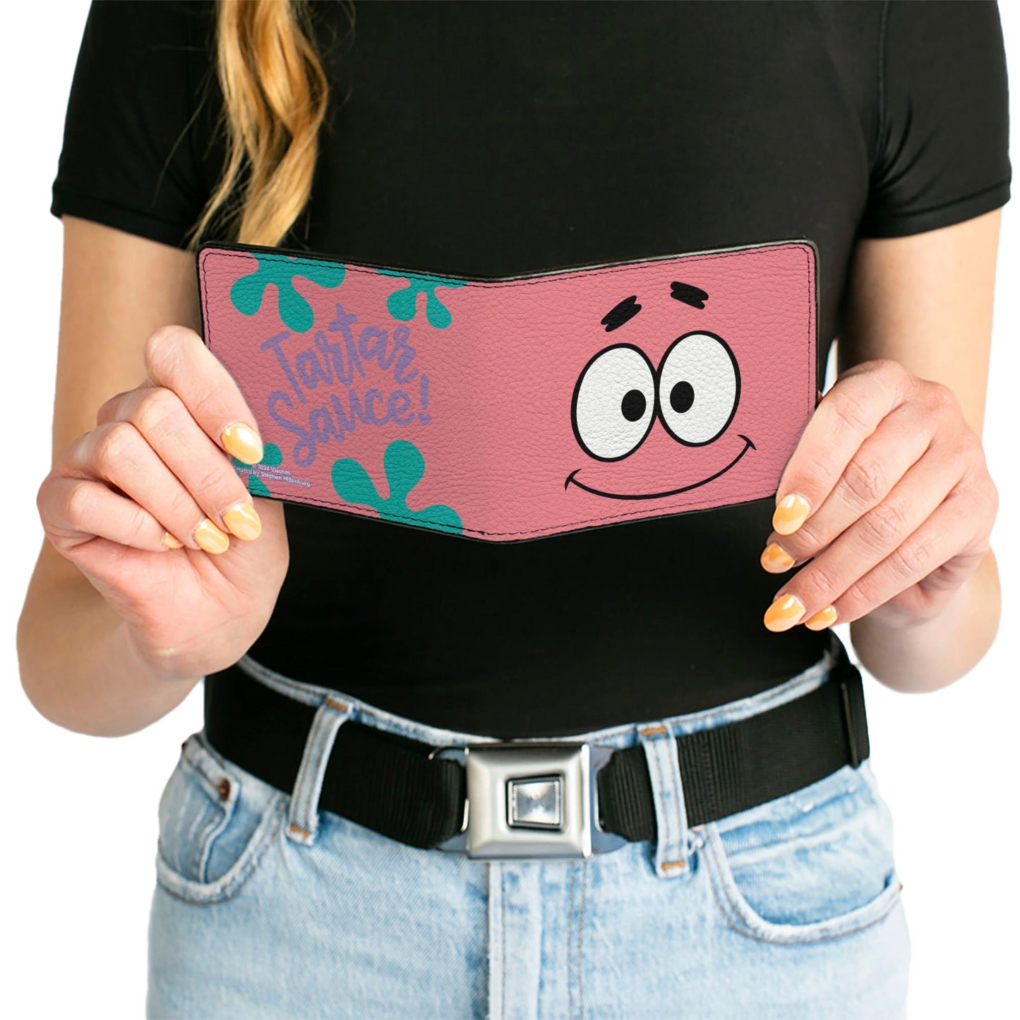 Bi-Fold Wallet - SpongeBob SquarePants Patrick Star TARTAR SAUCE Face Close-Up Pink