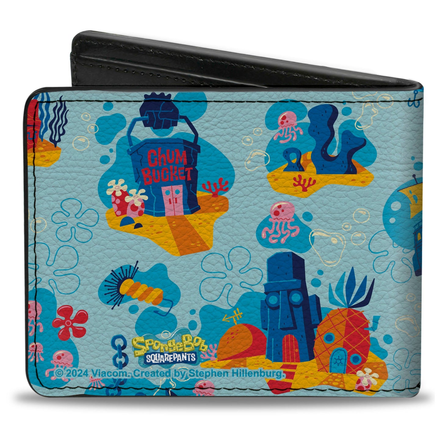 Bi-Fold Wallet - SpongeBob SquarePants Under the Sea Icons Collage Blues