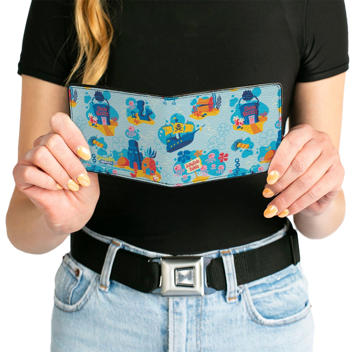 Bi-Fold Wallet - SpongeBob SquarePants Under the Sea Icons Collage Blues
