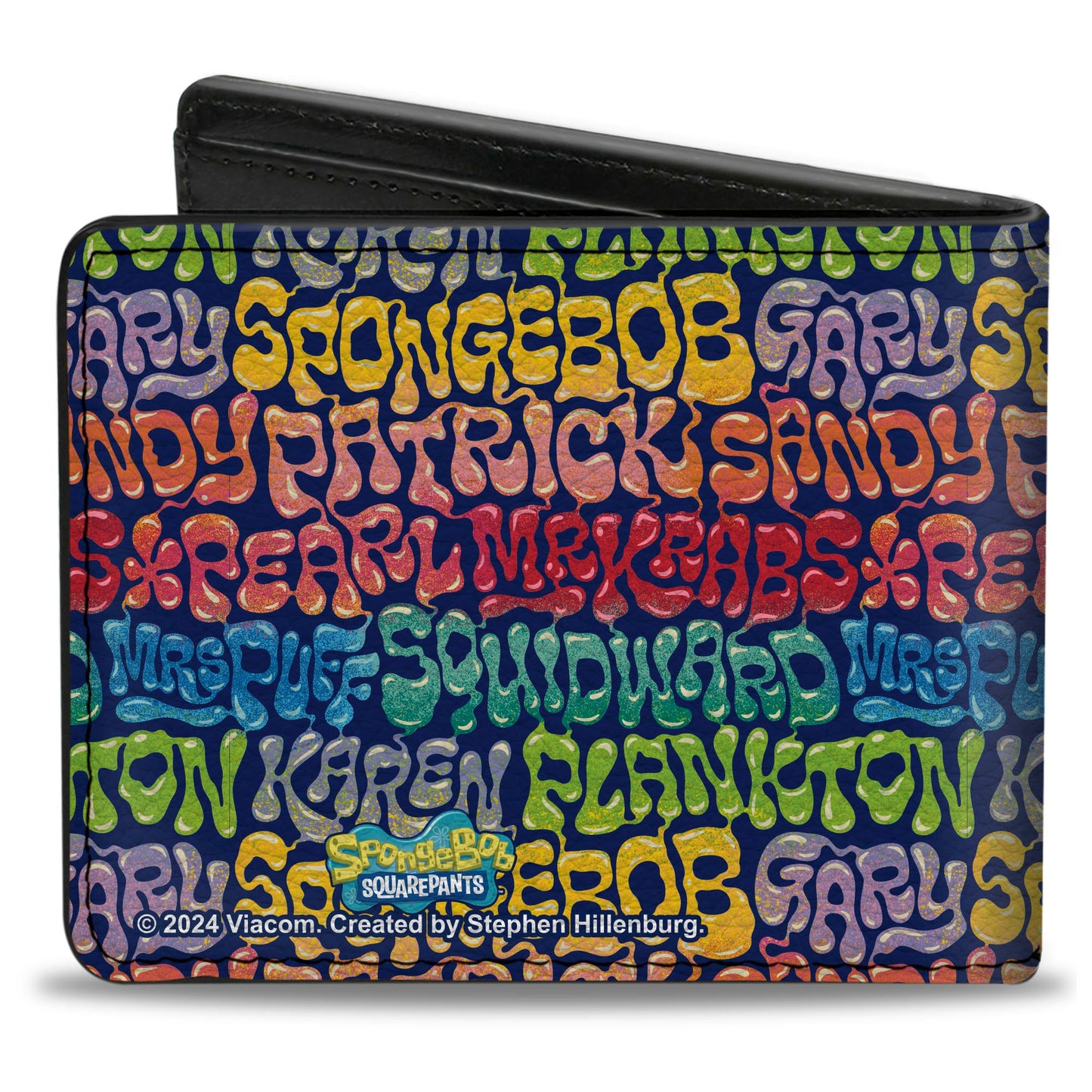Bi-Fold Wallet - SpongeBob SquarePants and Friends Names Collage Blue/Multi Color