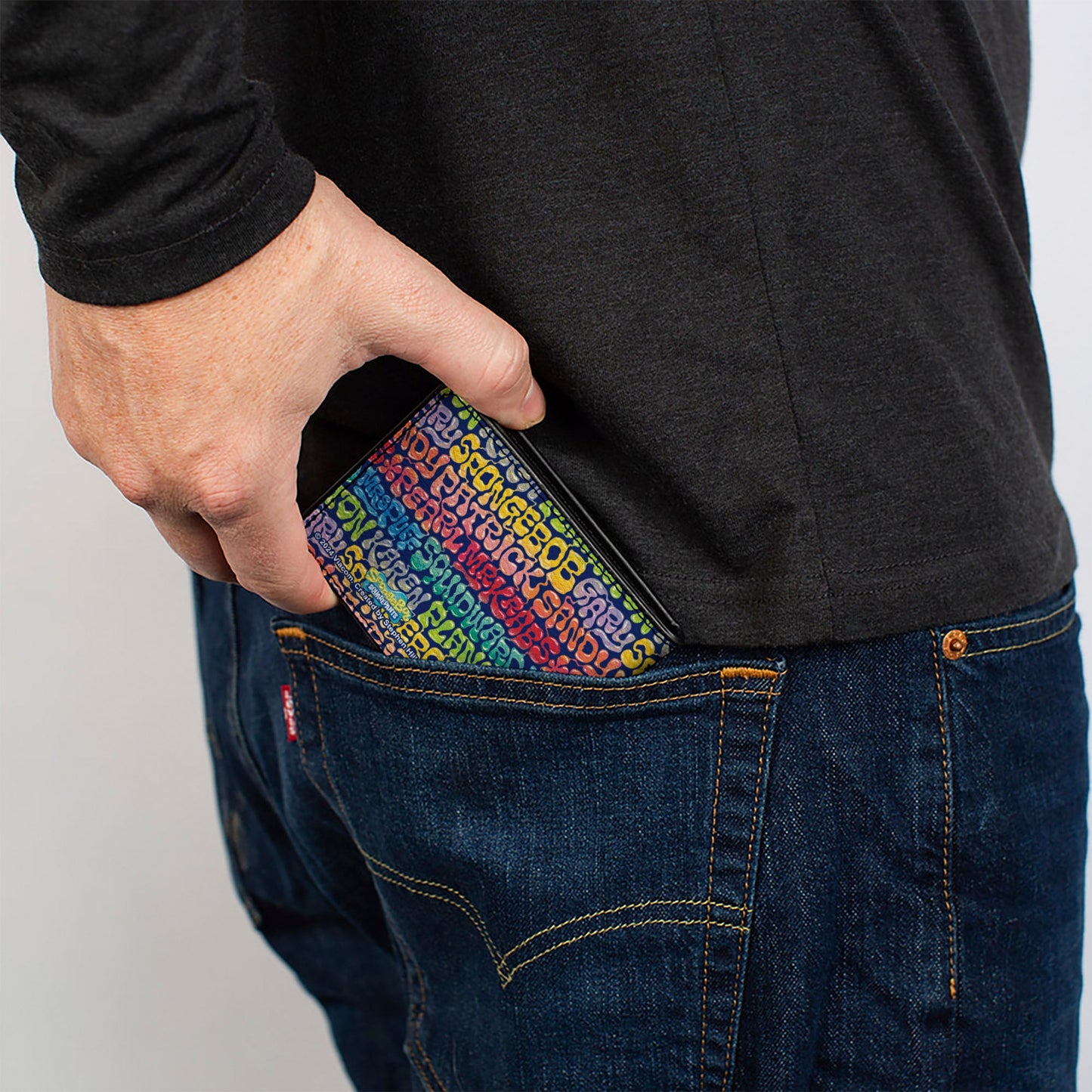 Bi-Fold Wallet - SpongeBob SquarePants and Friends Names Collage Blue/Multi Color