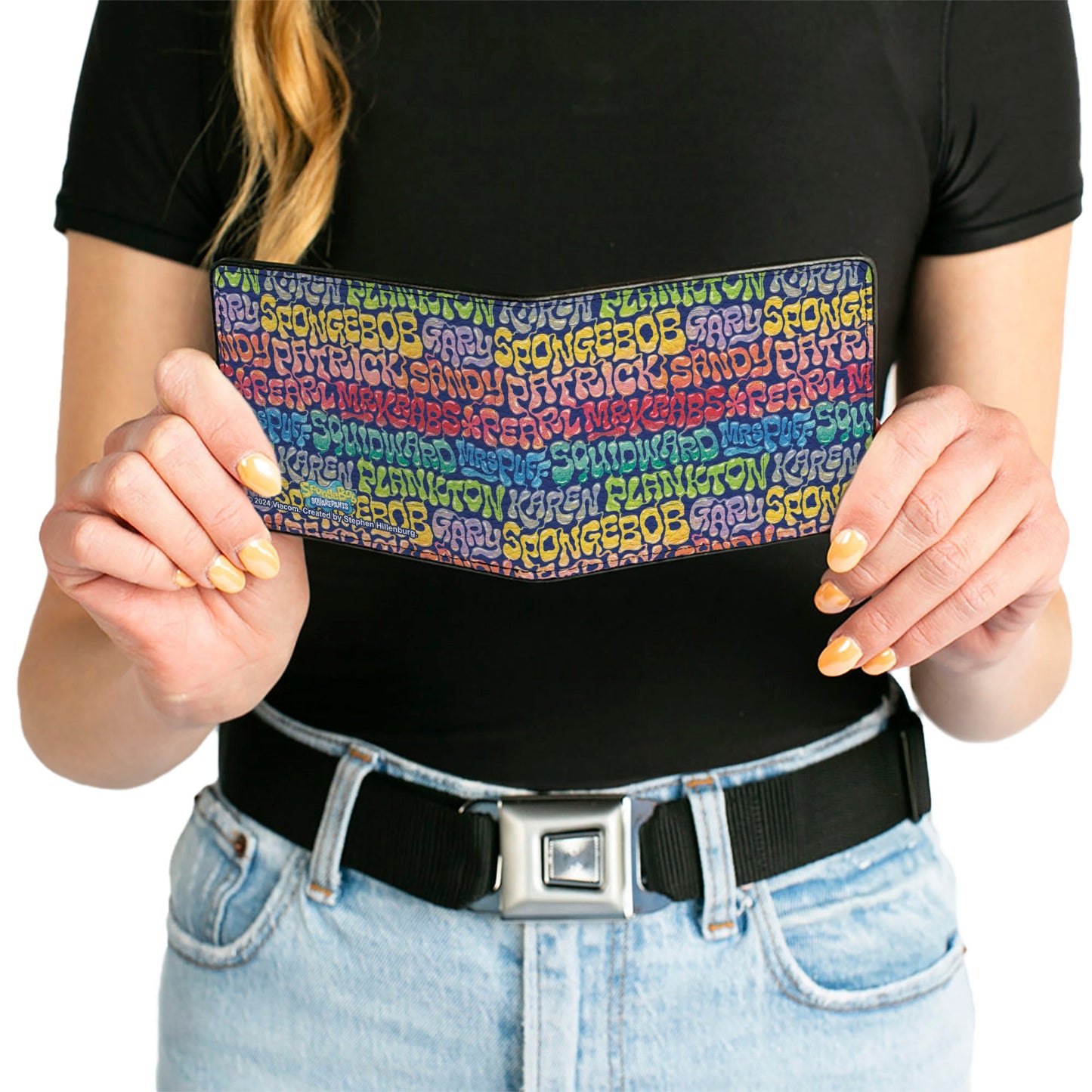 Bi-Fold Wallet - SpongeBob SquarePants and Friends Names Collage Blue/Multi Color