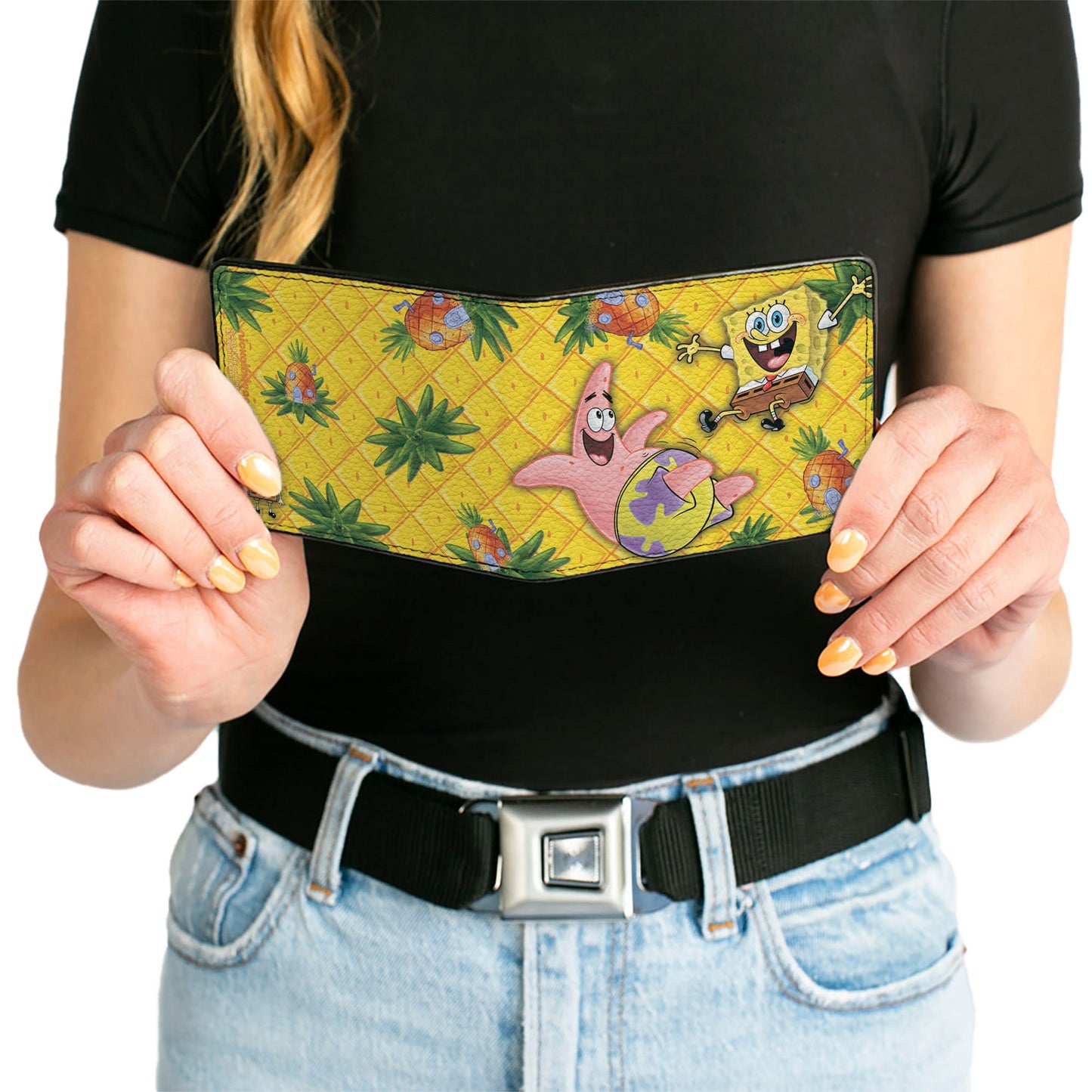 Bi-Fold Wallet - SpongeBob & Patrick Starfish Pose Pineapple Gold