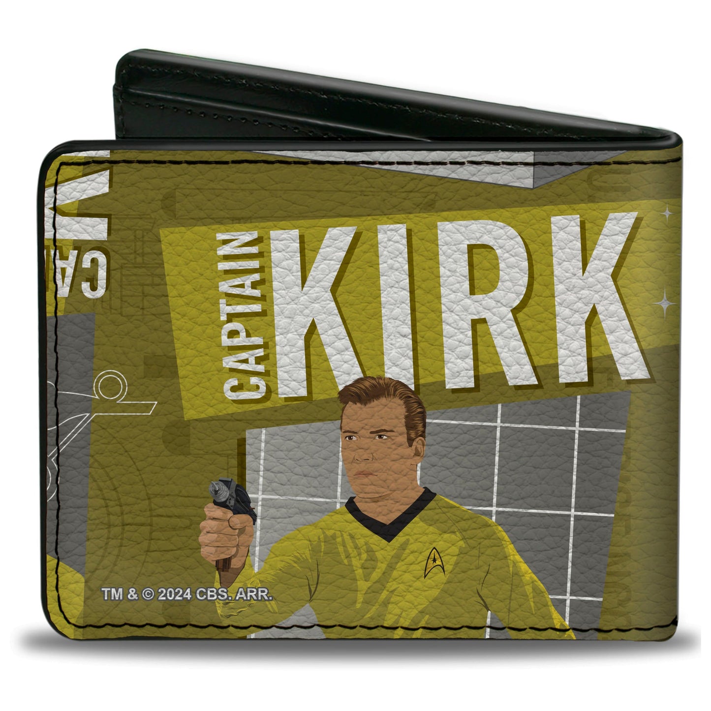 Bi-Fold Wallet - Classic Star Trek CAPTAIN JAMES T KIRK Poses Collage Yellows/Grays