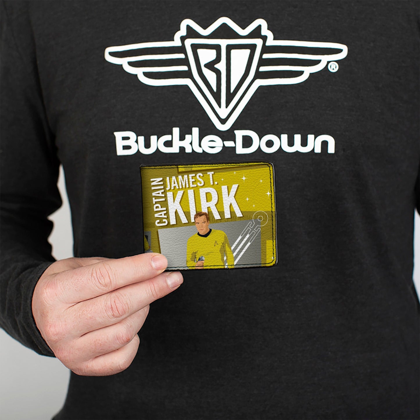 Bi-Fold Wallet - Classic Star Trek CAPTAIN JAMES T KIRK Poses Collage Yellows/Grays