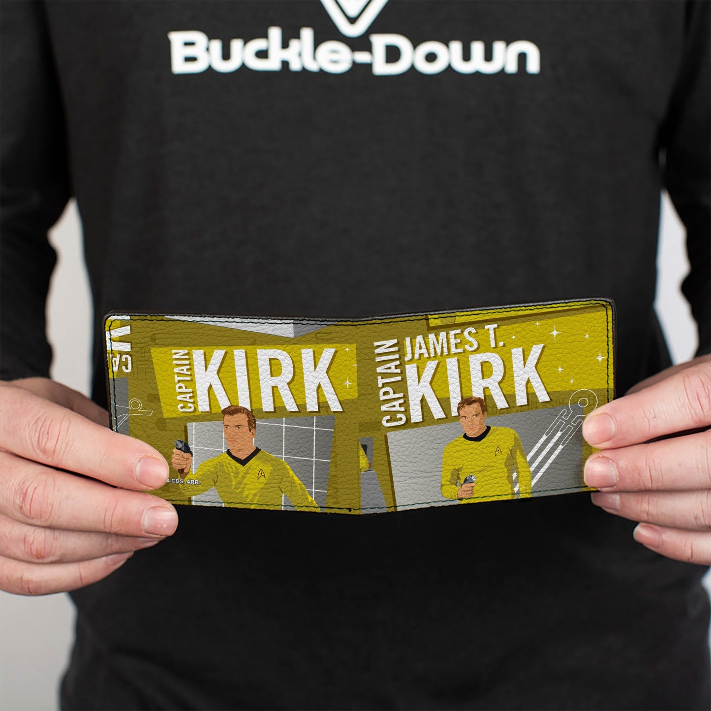 Bi-Fold Wallet - Classic Star Trek CAPTAIN JAMES T KIRK Poses Collage Yellows/Grays