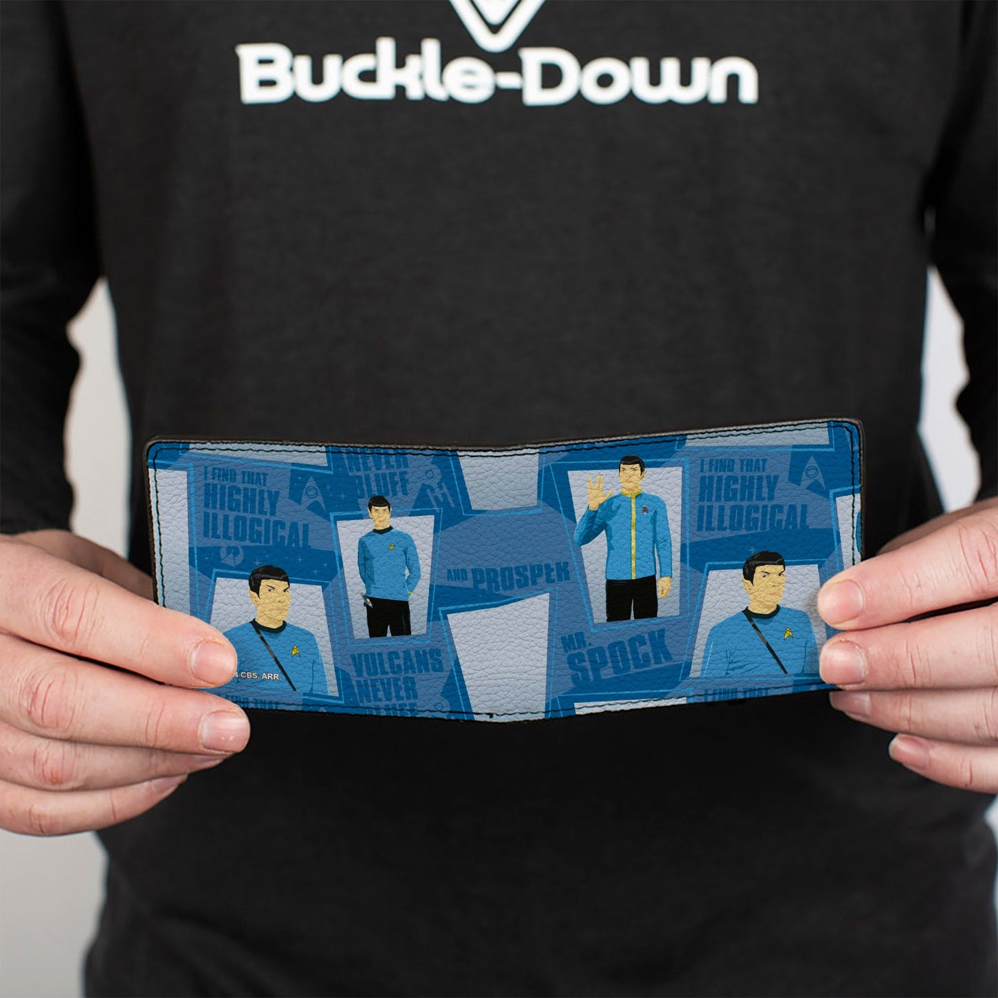 Bi-Fold Wallet - Classic Star Trek Spock Poses and Quotes Collage Blues