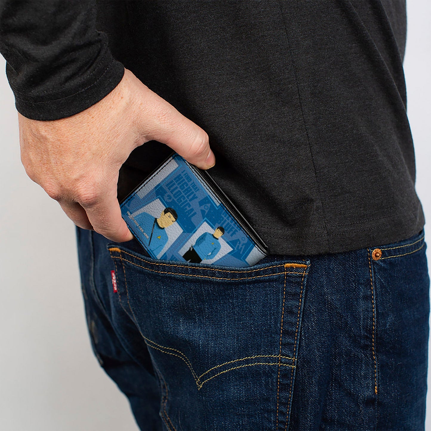 Bi-Fold Wallet - Classic Star Trek Spock Poses and Quotes Collage Blues