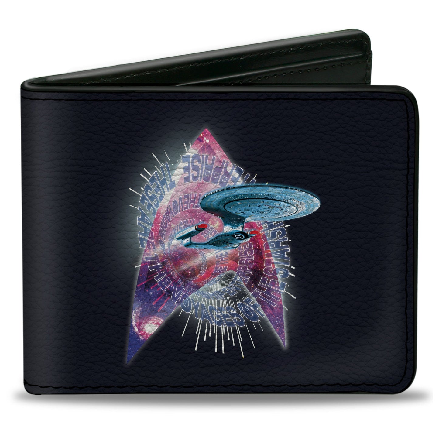 Bi-Fold Wallet - STAR TREK THE NEXT GENERATION Starship Enterprise Voyages Icon Black