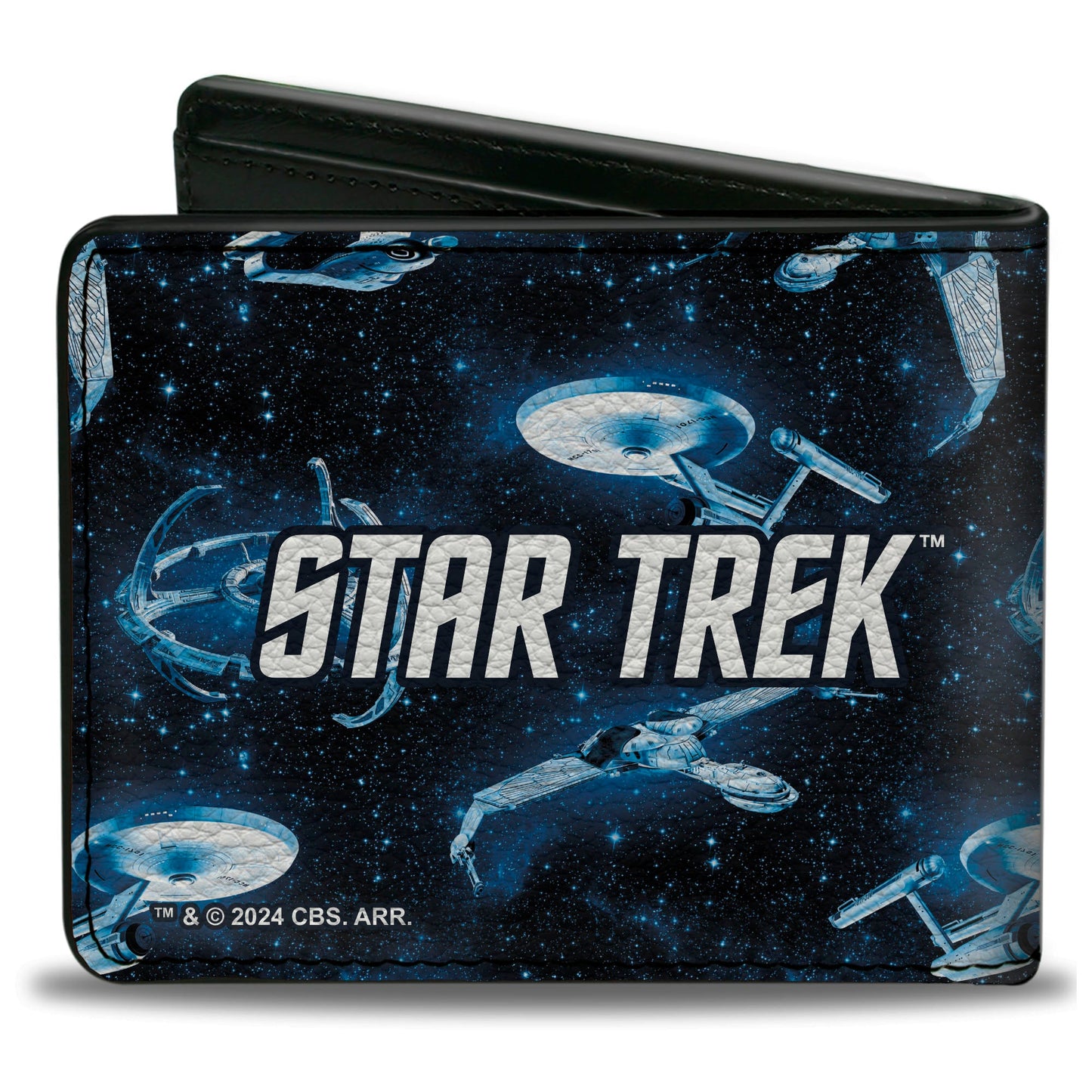 Bi-Fold Wallet - Star Trek Spaceship Fleet in Space and Title Logo Blues