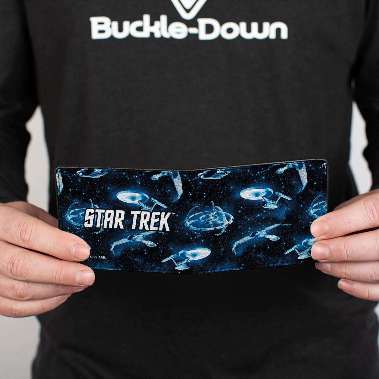 Bi-Fold Wallet - Star Trek Spaceship Fleet in Space and Title Logo Blues
