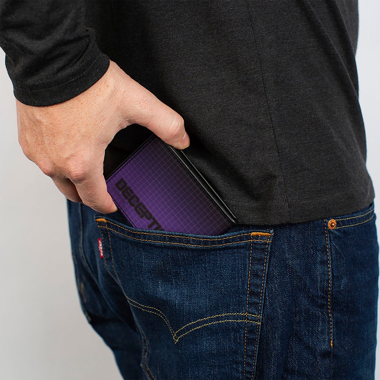 Bi-Fold Wallet - Transformers DECEPTICONS Shield Splatter and Text Grid Fade Purples