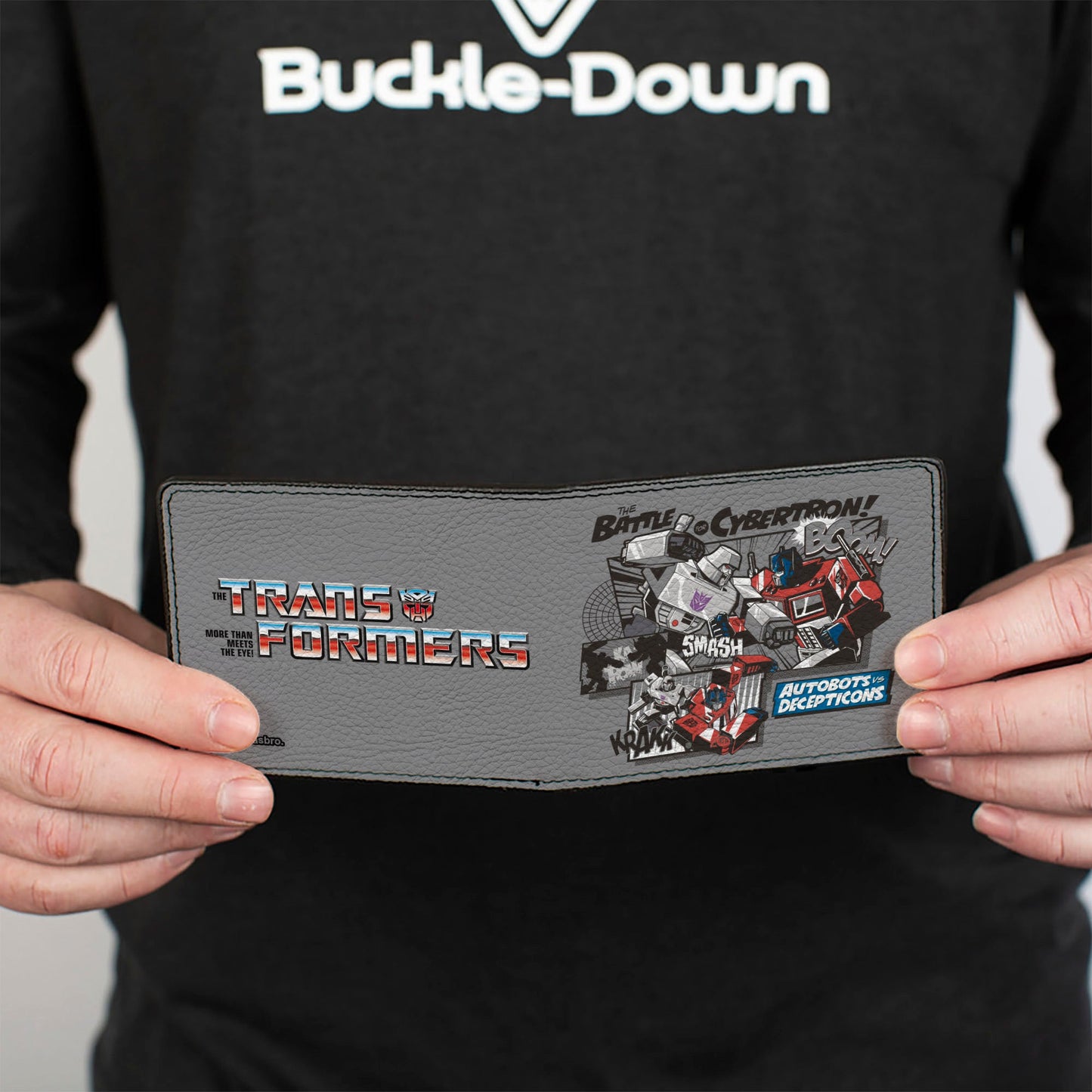 Bi-Fold Wallet - TRANSFORMERS THE BATTLE OF CYBERTRON Scene and Title Logo Gray