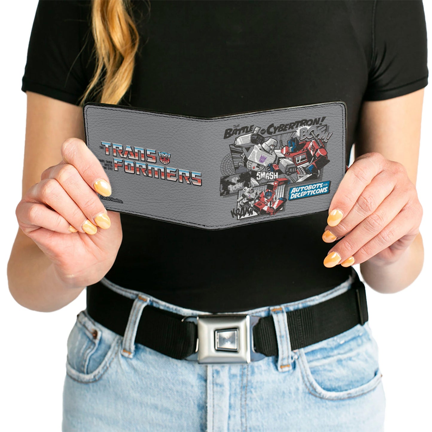 Bi-Fold Wallet - TRANSFORMERS THE BATTLE OF CYBERTRON Scene and Title Logo Gray