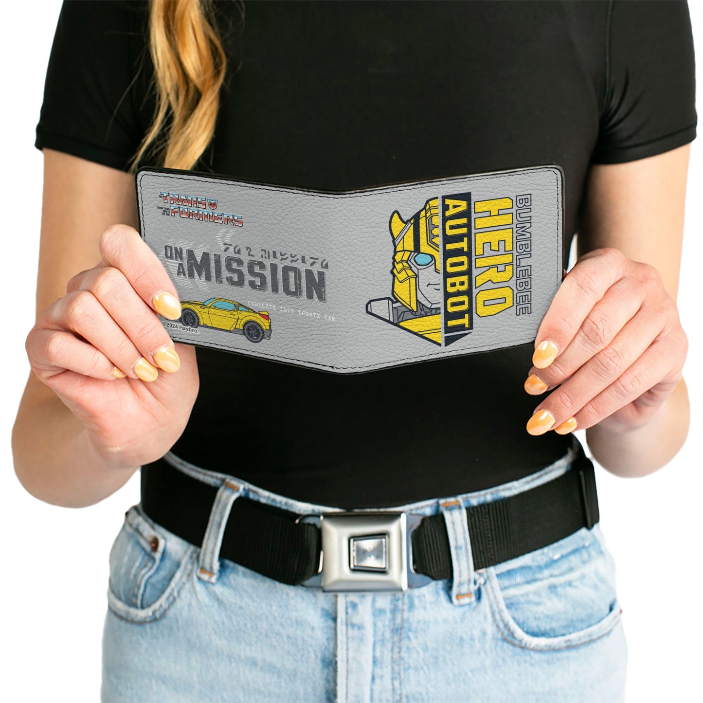 Bi-Fold Wallet - Transformers BUMBLEBEE ON A MISSION and Sports Car Gray