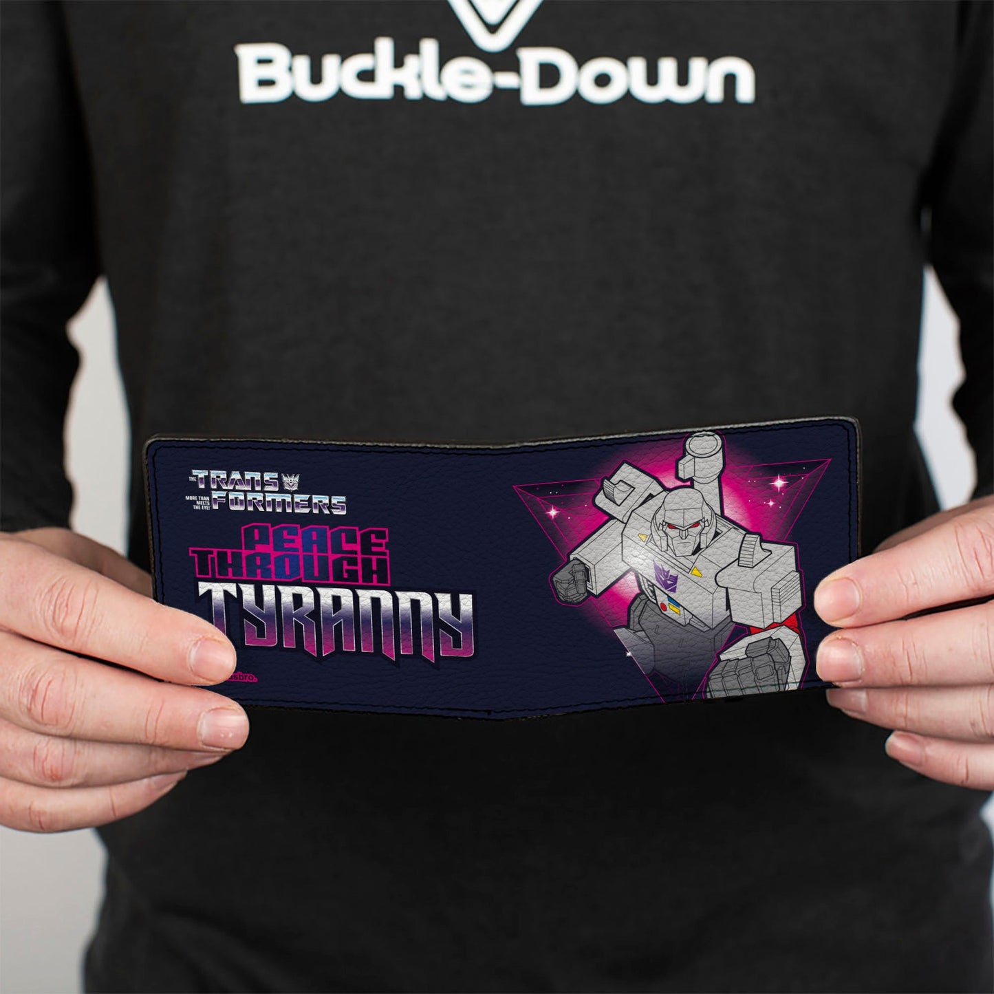 Bi-Fold Wallet - Transformers Megatron PEACE THROUGH TYRANNY Pose Black/Magenta