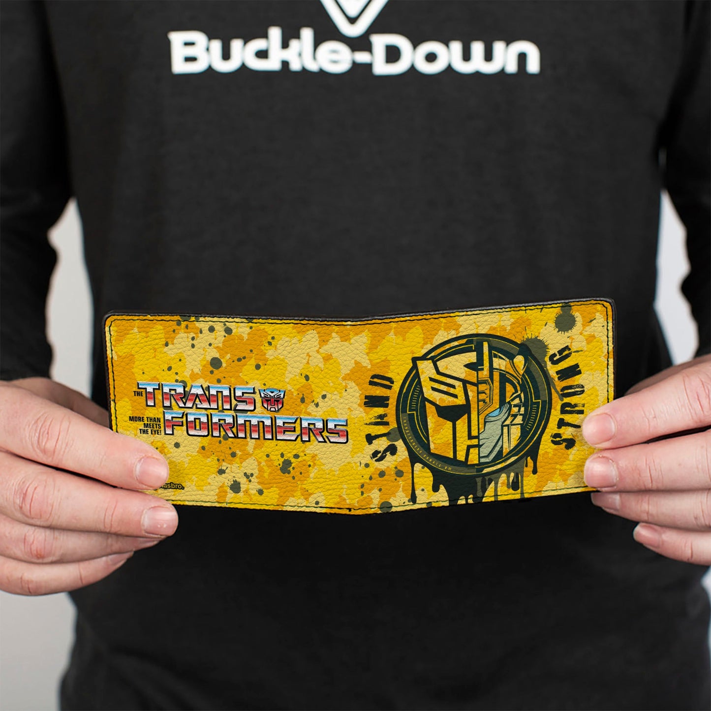 Bi-Fold Wallet - TRANSFORMERS Bumblebee STAND STRONG Autobot Icon Splatter Yellows
