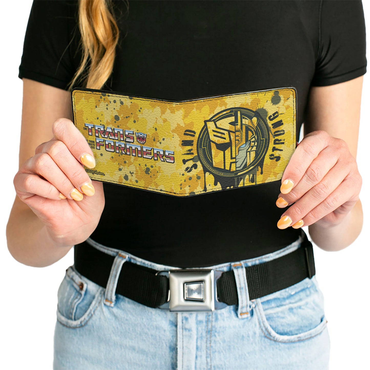 Bi-Fold Wallet - TRANSFORMERS Bumblebee STAND STRONG Autobot Icon Splatter Yellows