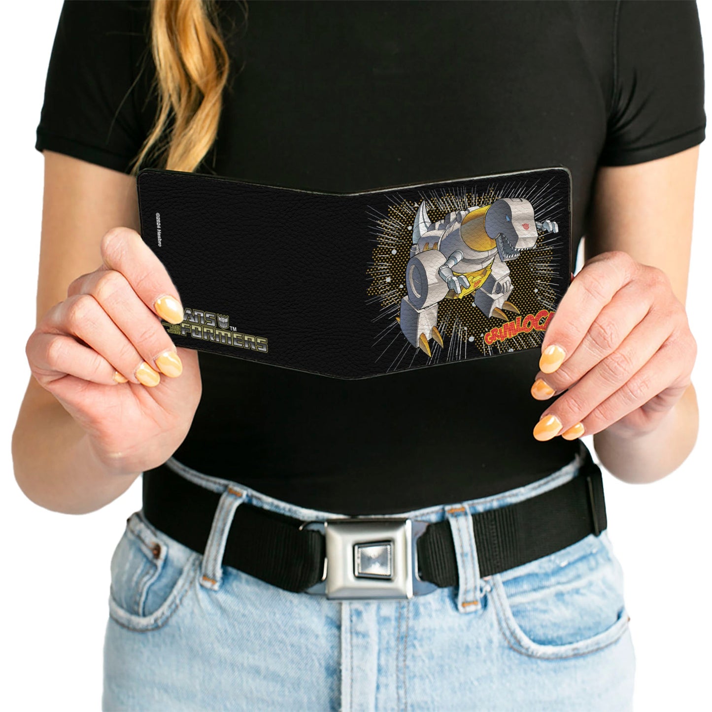 Bi-Fold Wallet - Transformers GRIMLOCK Tyrannosaurus Rex Halftone Pose and Logo Black