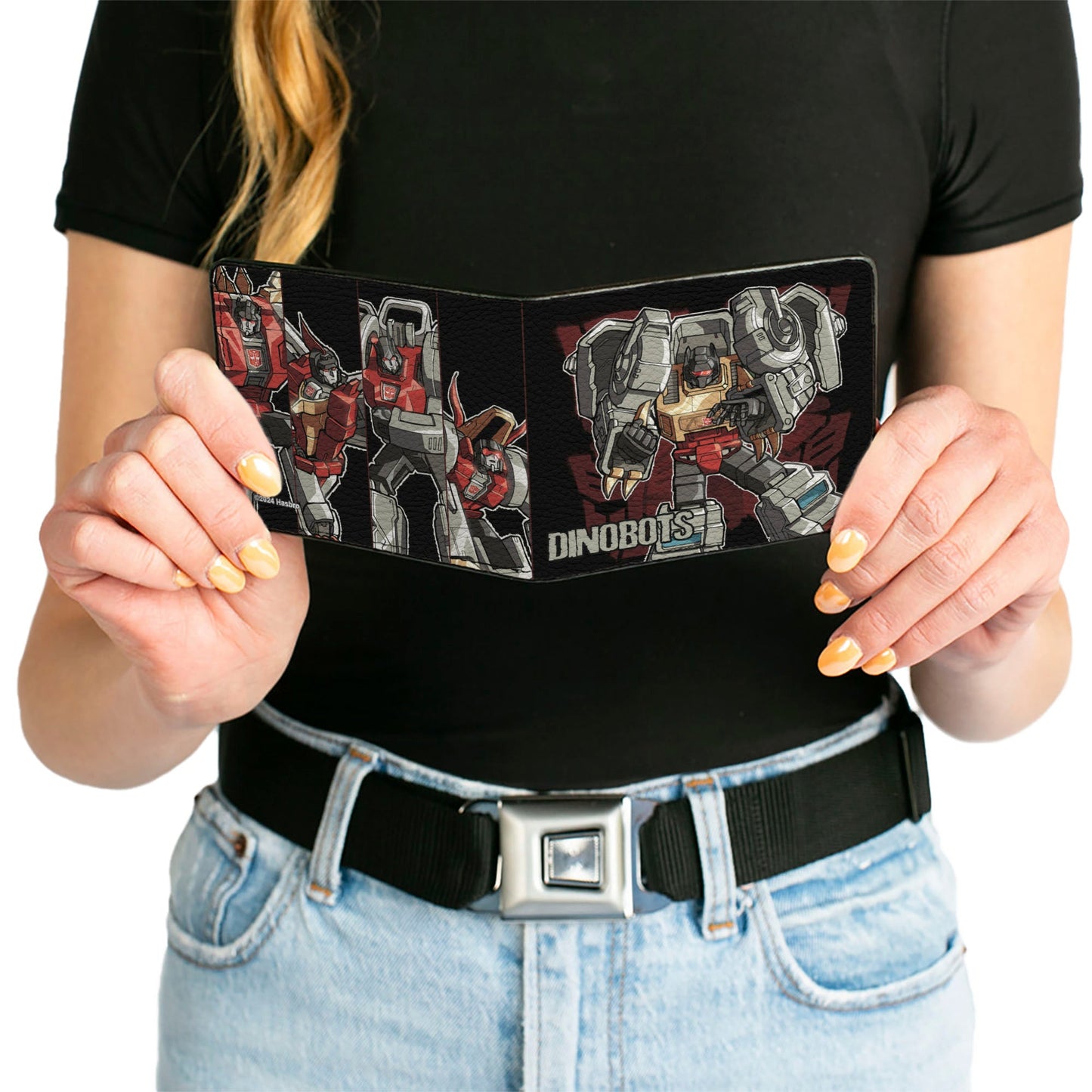Bi-Fold Wallet - Transformers DINOBOTS Grimlock/Snarl/Swoop/Sludge/Slag Panels Black/Reds