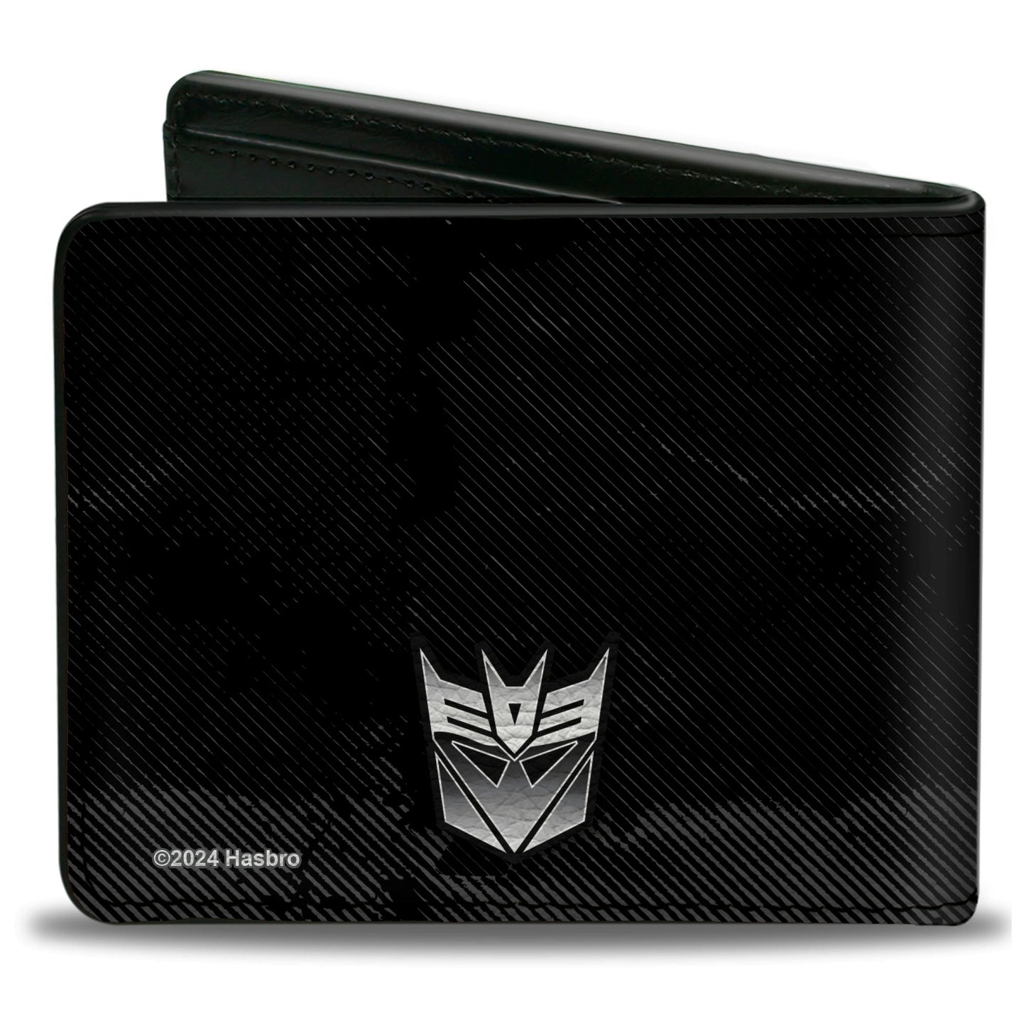 Bi-Fold Wallet - Transformers DEVASTATOR Action Pose and Decepticon Shield Black/Silver Fade