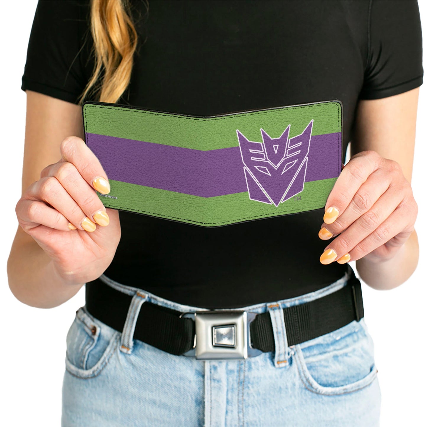 Bi-Fold Wallet - Transformers Decepticon Shield and Stripe Green/Purple/White