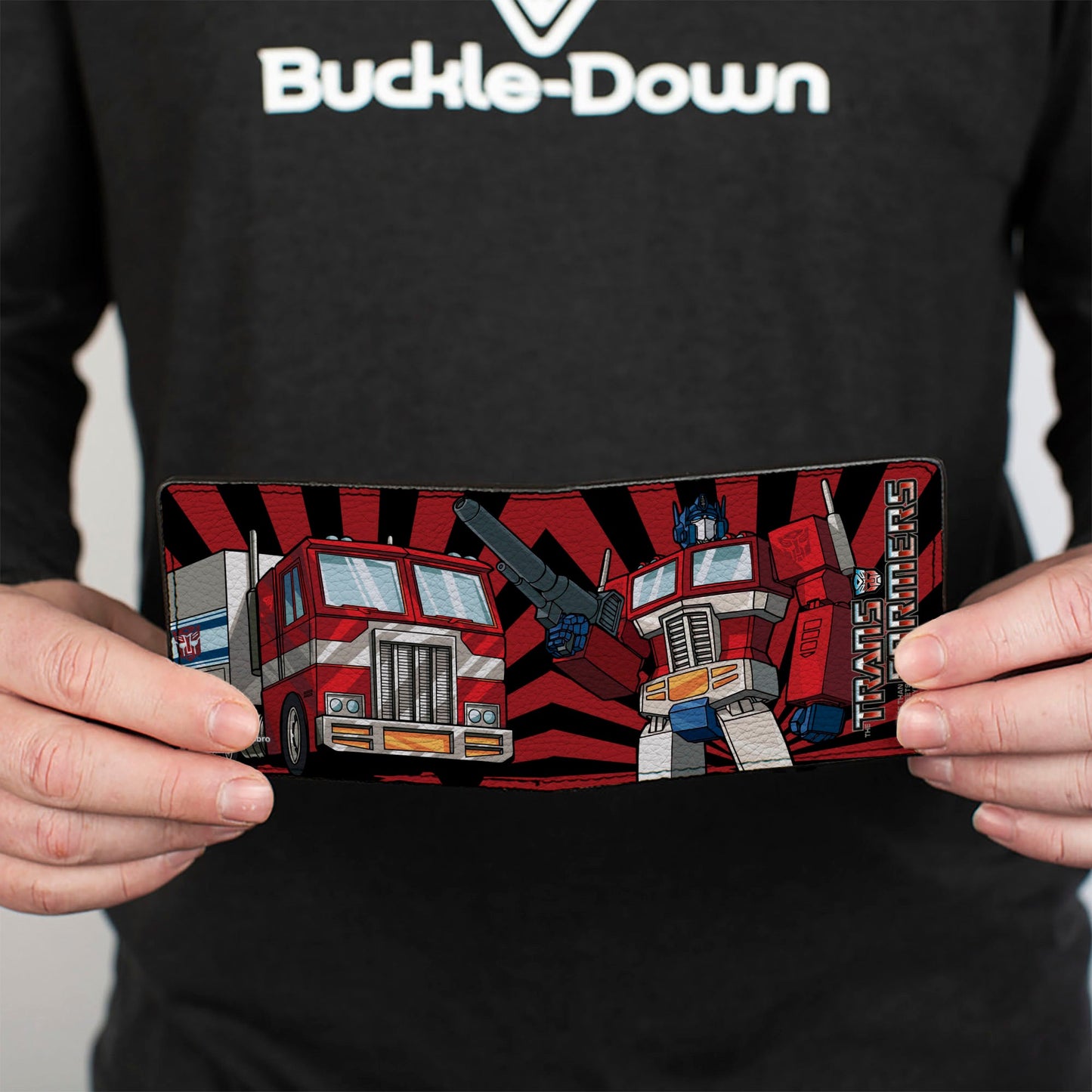 Bi-Fold Wallet - TRANSFORMERS Optimus Prime Pose and Semi Truck Rays Black/Red