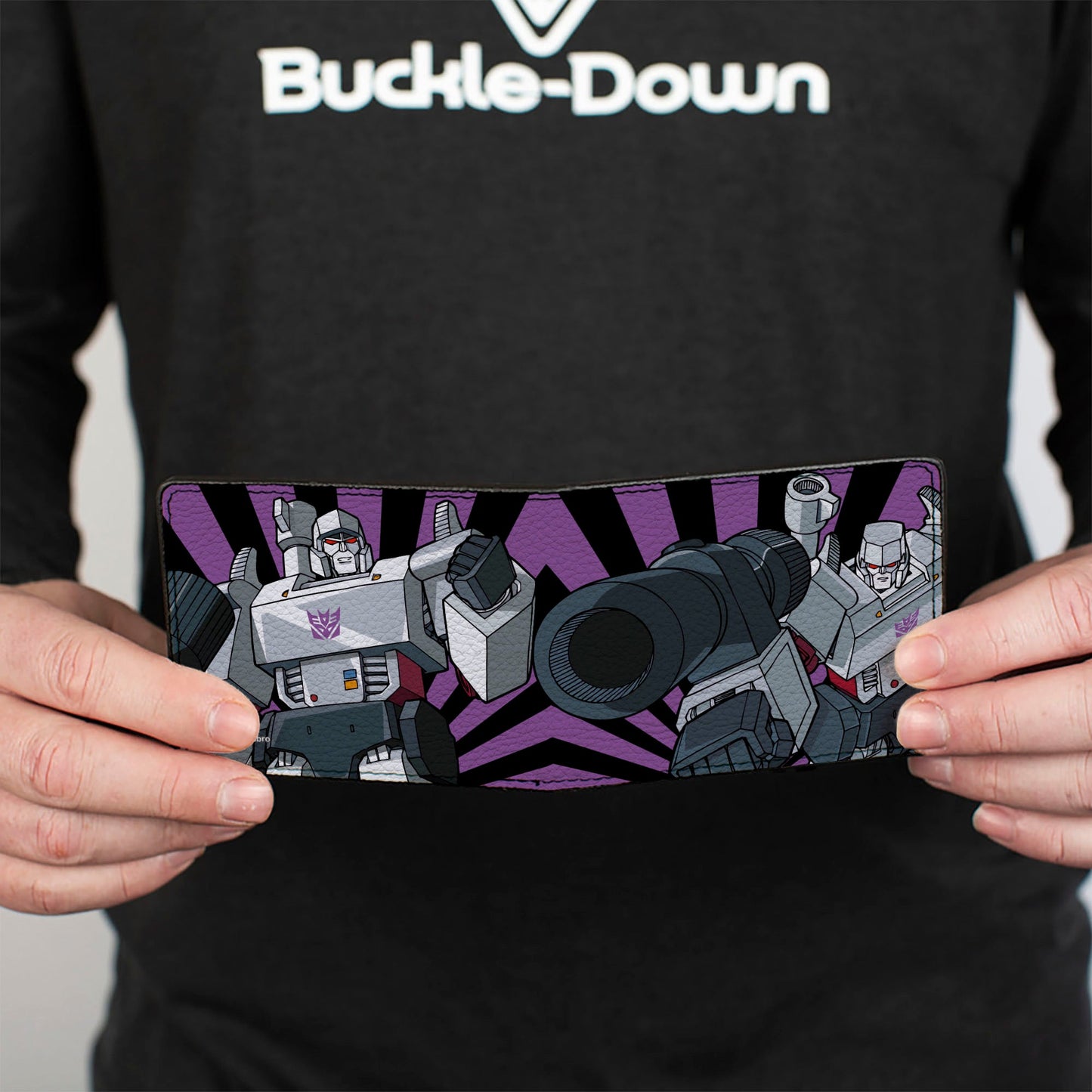 Bi-Fold Wallet - Transformers Megatron Blaster and Standing Poses Rays Black/Purple