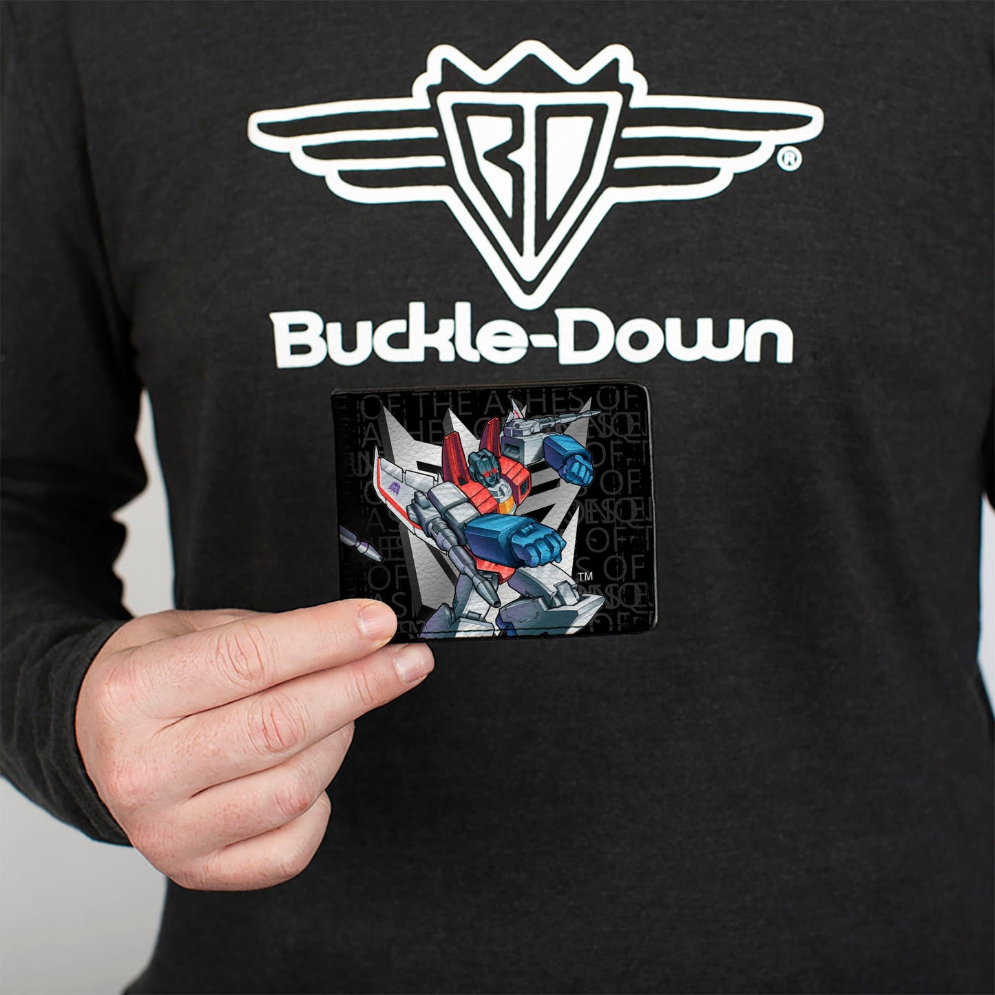 Bi-Fold Wallet - Transformers STARSCREAM Poses and Decepticon Shield Black/Grays