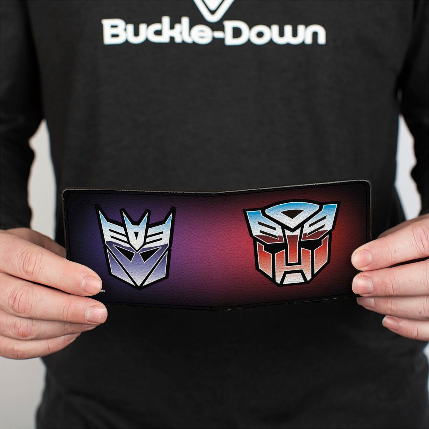 Bi-Fold Wallet - Transformers Autobot and Decepticon Gradient Shields Reds/Purples
