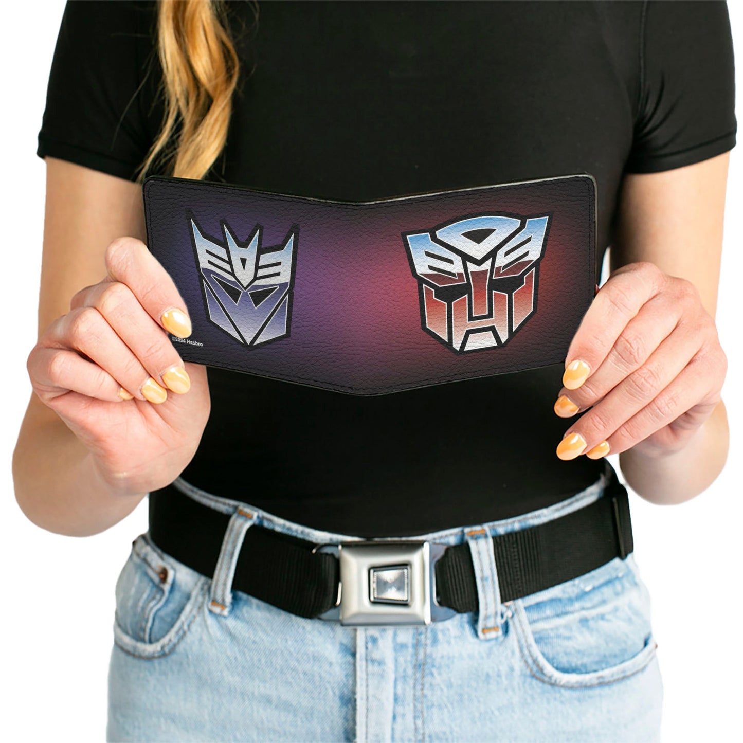Bi-Fold Wallet - Transformers Autobot and Decepticon Gradient Shields Reds/Purples