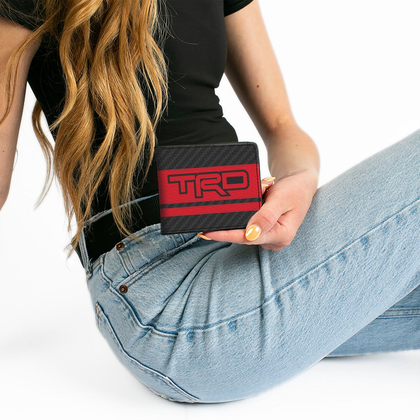 Bi-Fold Wallet - Toyota TRD Logos Stripe Black/Red/Black/White
