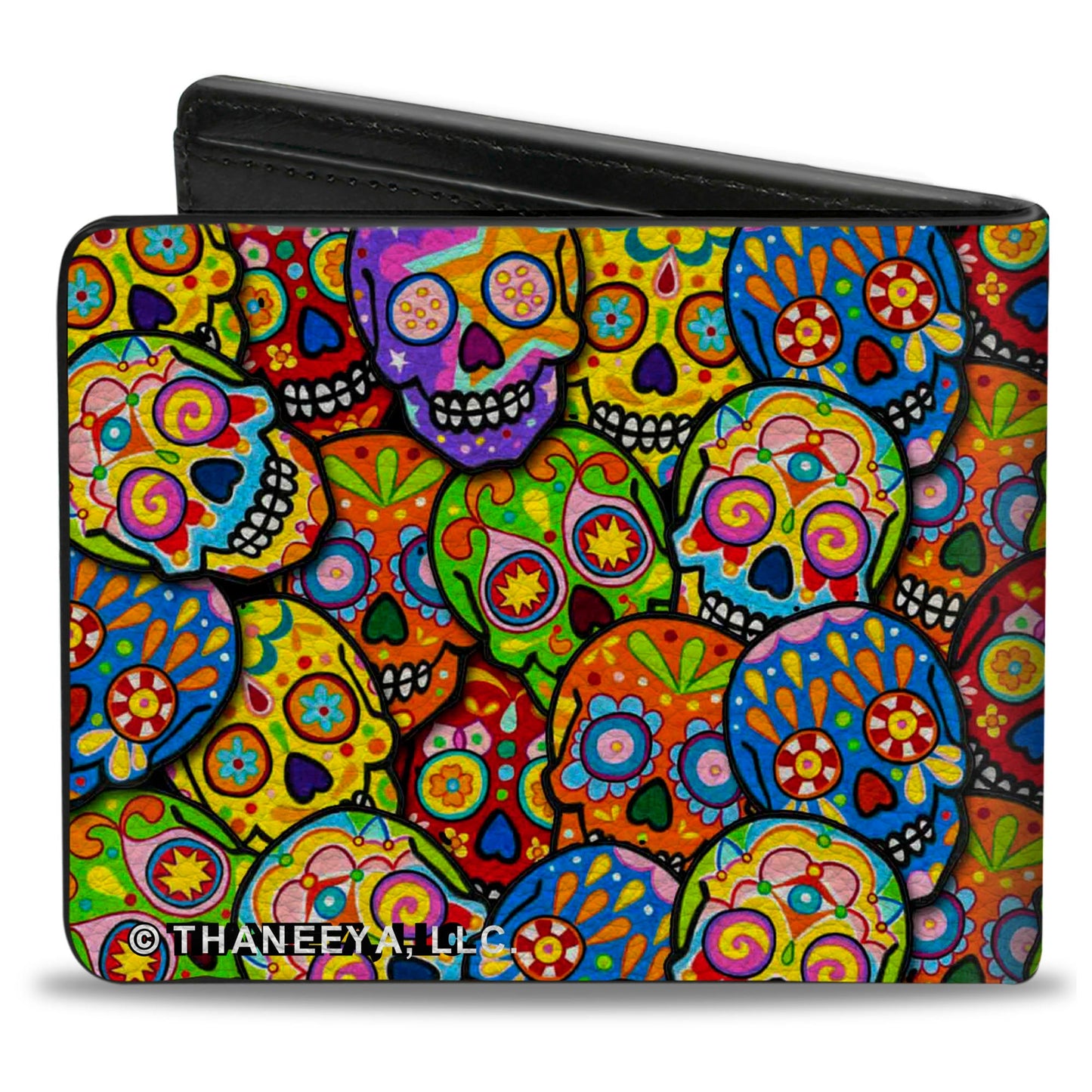 Bi-Fold Wallet - Colorful Calaveras Stacked Multi Color