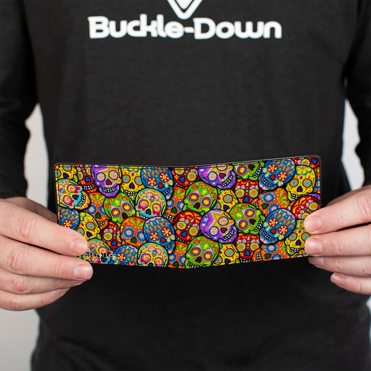 Bi-Fold Wallet - Colorful Calaveras Stacked Multi Color