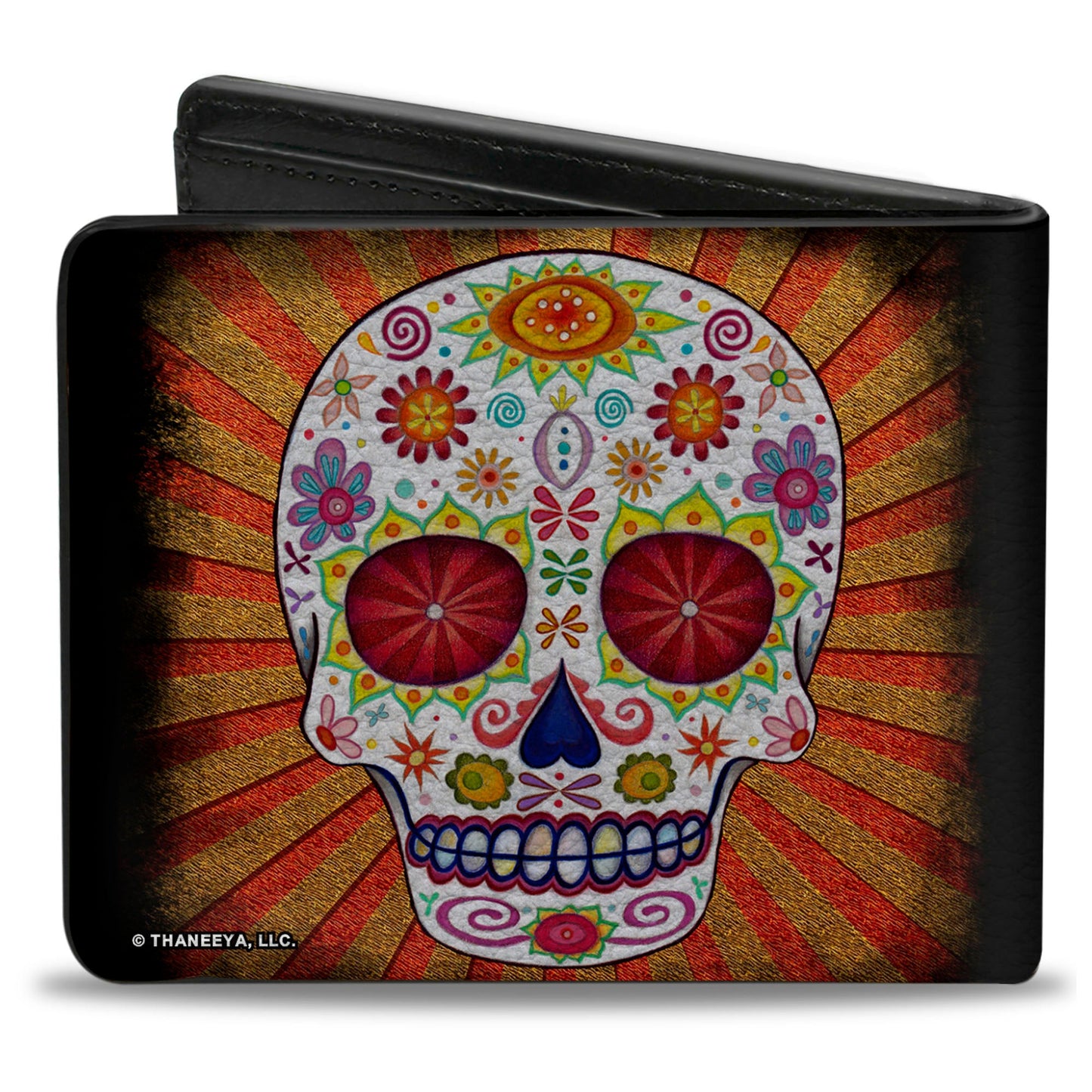 Bi-Fold Wallet - Sugar Skull Rays Black Multi Color