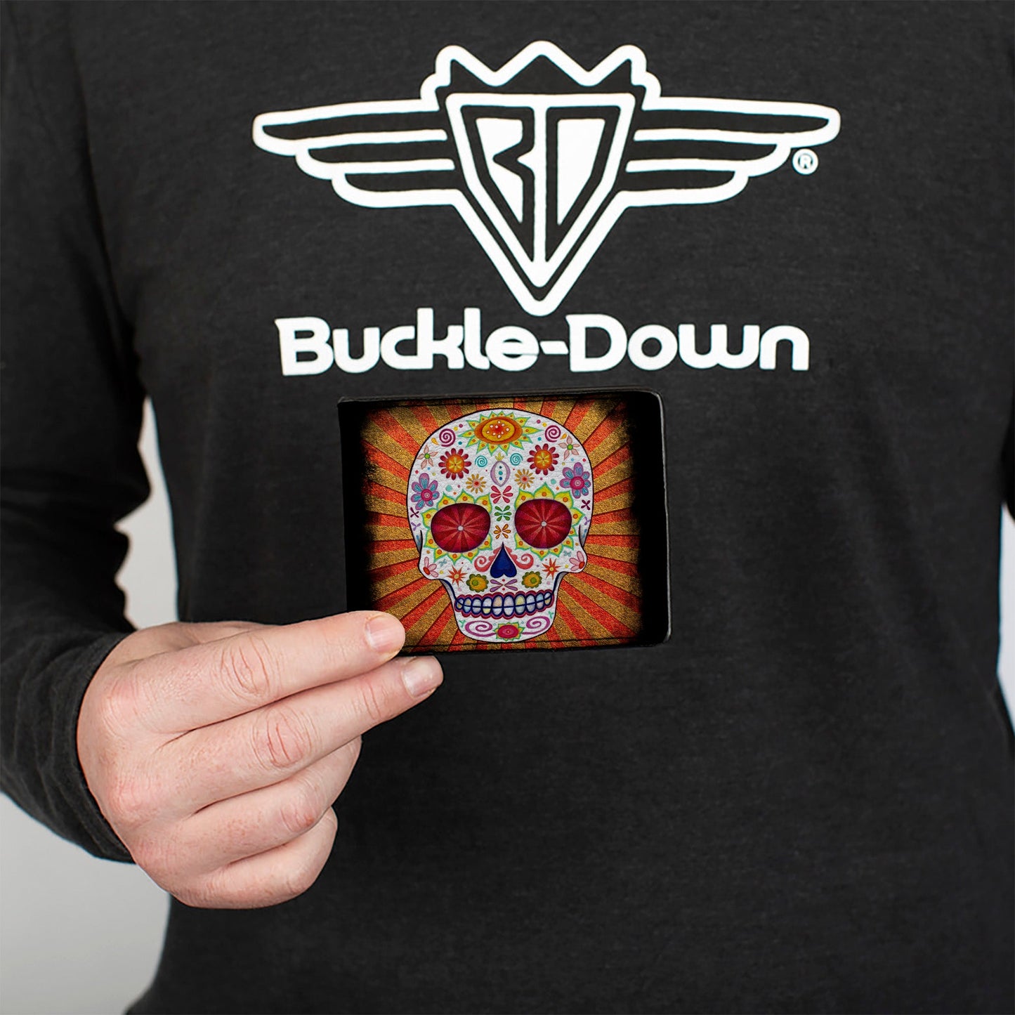 Bi-Fold Wallet - Sugar Skull Rays Black Multi Color