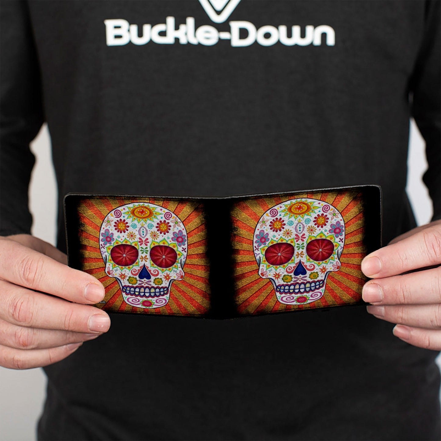 Bi-Fold Wallet - Sugar Skull Rays Black Multi Color