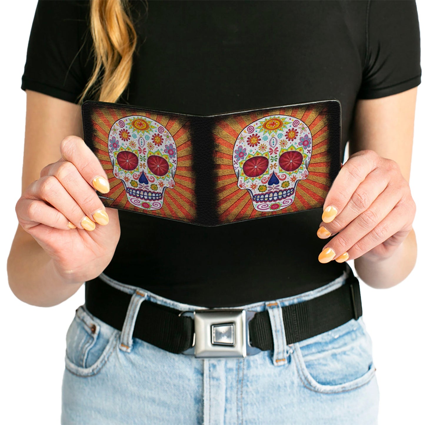 Bi-Fold Wallet - Sugar Skull Rays Black Multi Color