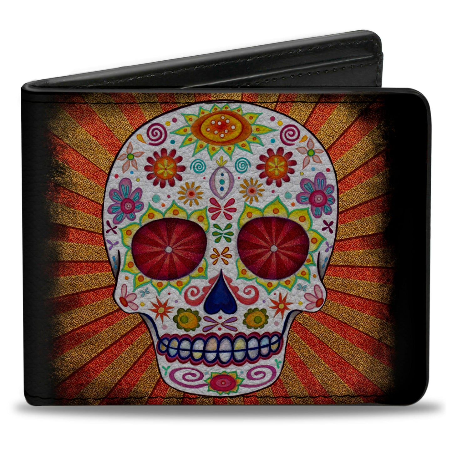 Bi-Fold Wallet - Sugar Skull Rays Black Multi Color