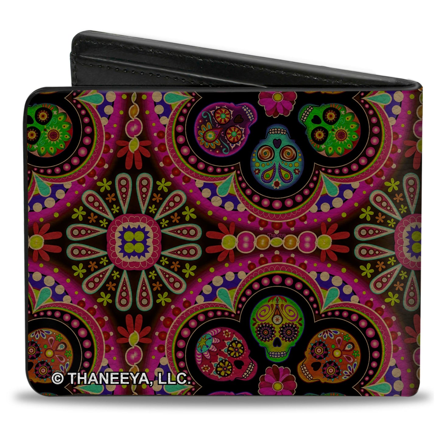 Bi-Fold Wallet - Six Sugar Skulls Multi Color