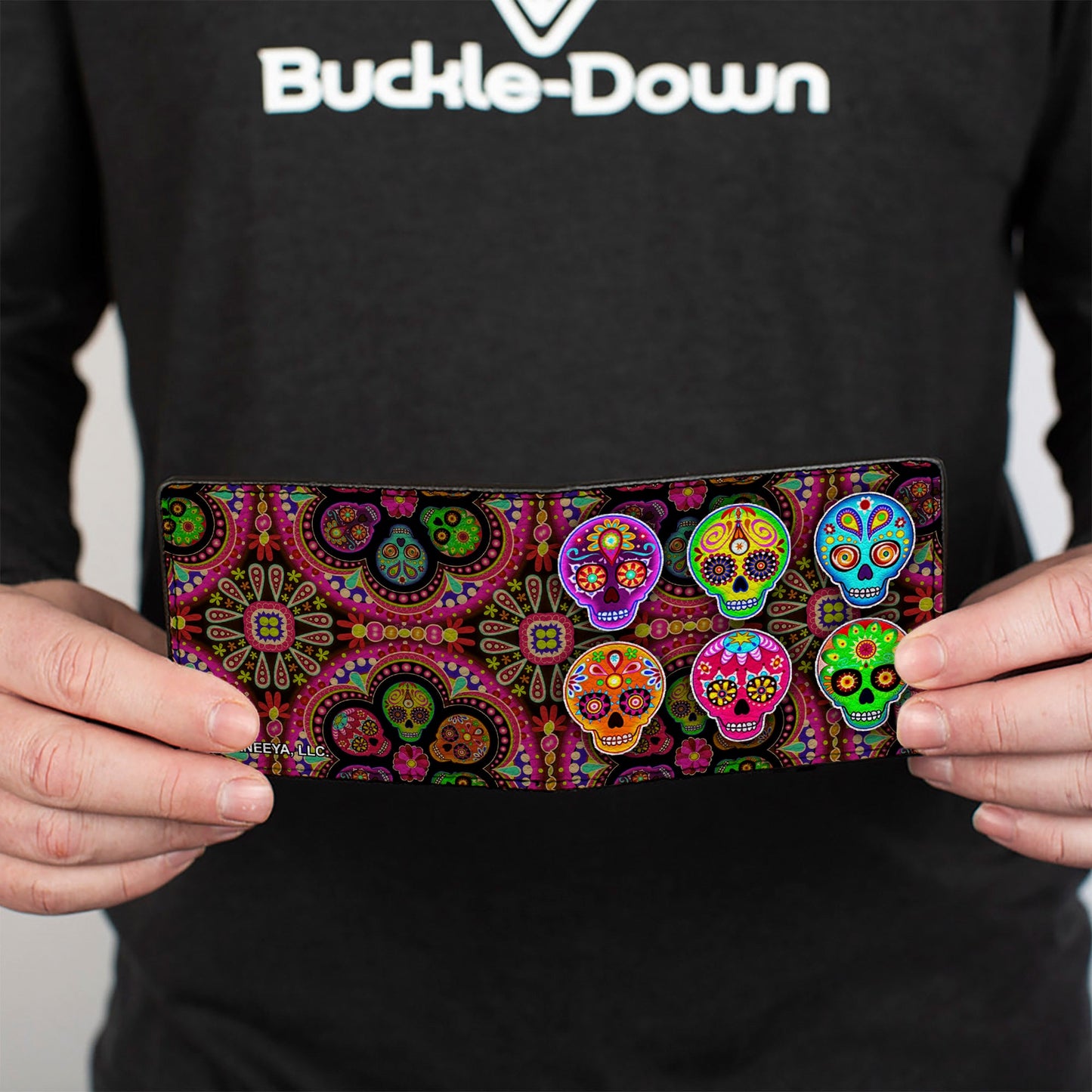 Bi-Fold Wallet - Six Sugar Skulls Multi Color