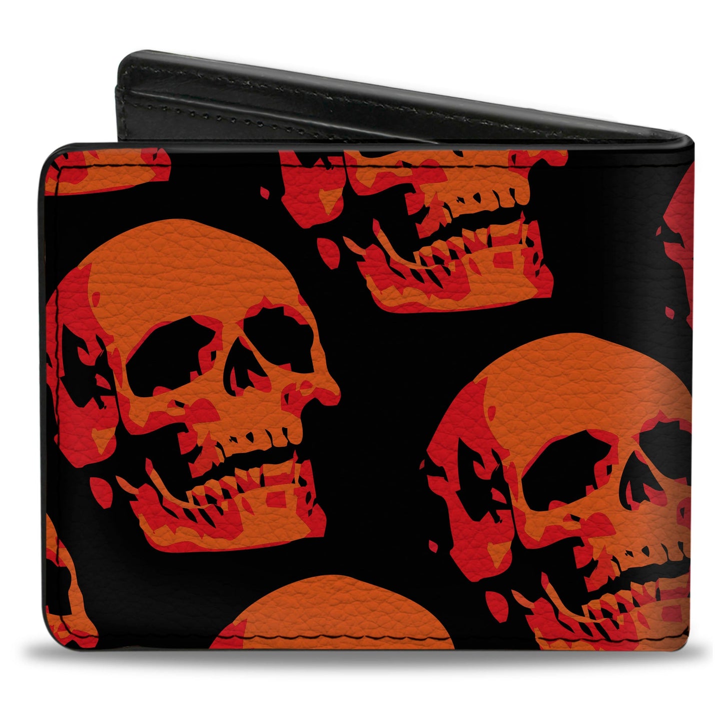 Bi-Fold Wallet - 3-D Skulls Repeat Black Reds