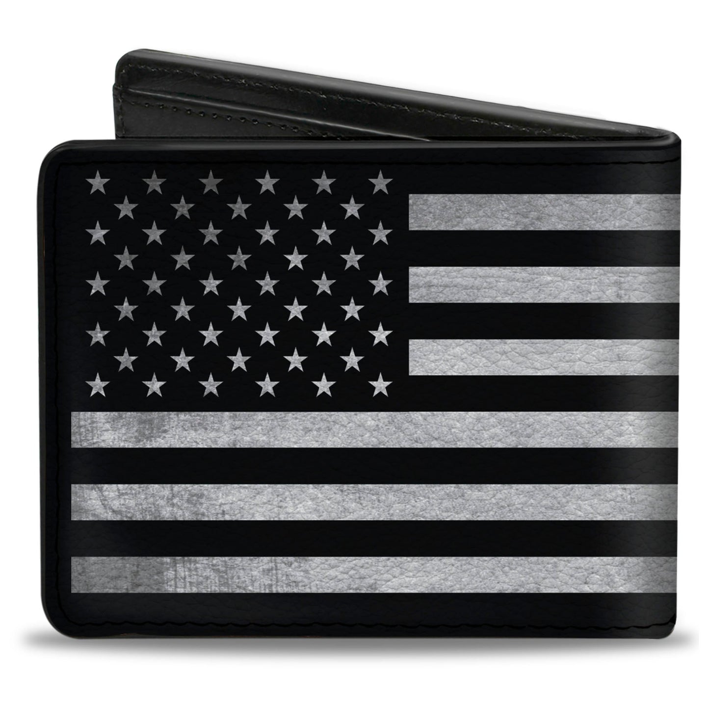 Bi-Fold Wallet - American Flag Weathered Black White