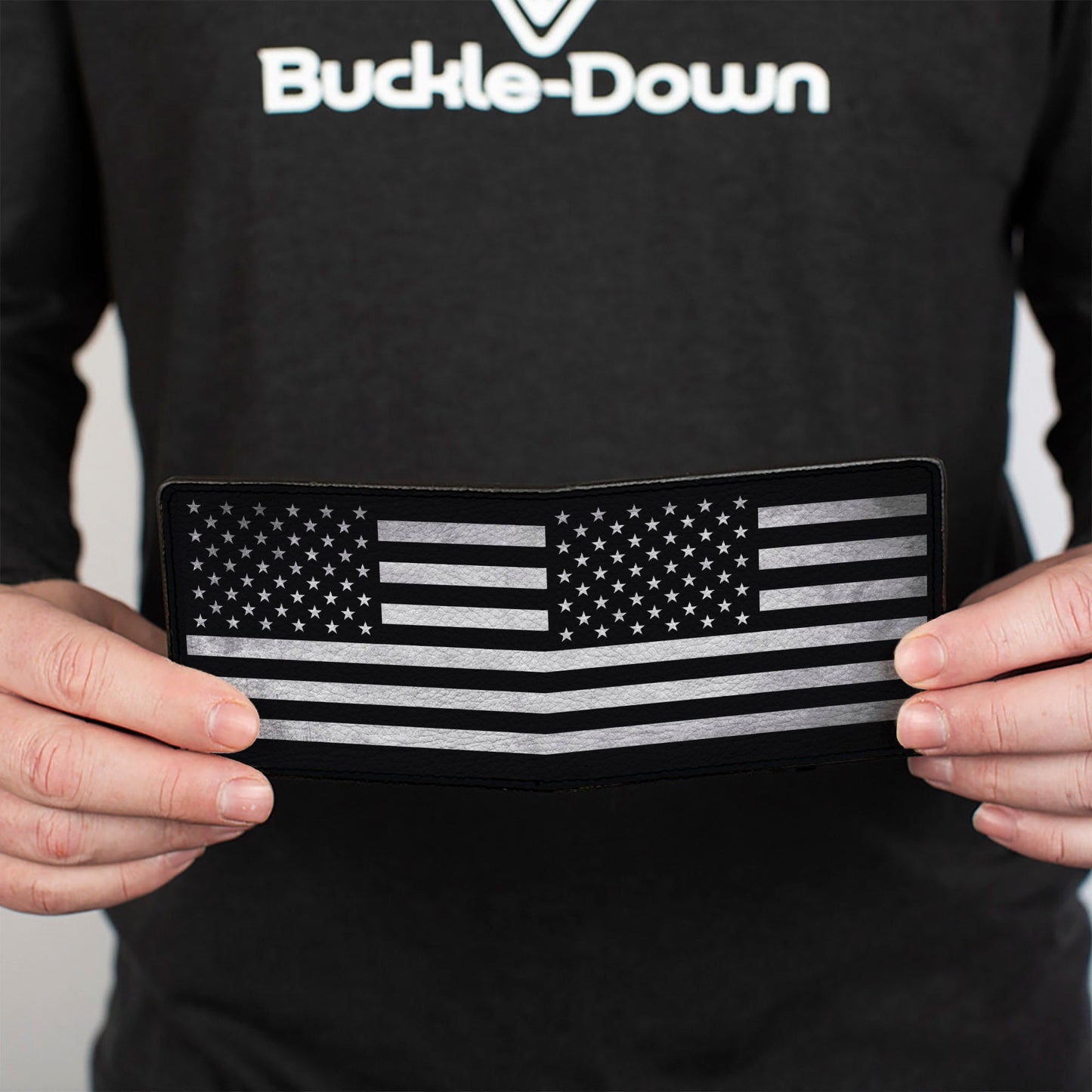 Bi-Fold Wallet - American Flag Weathered Black White