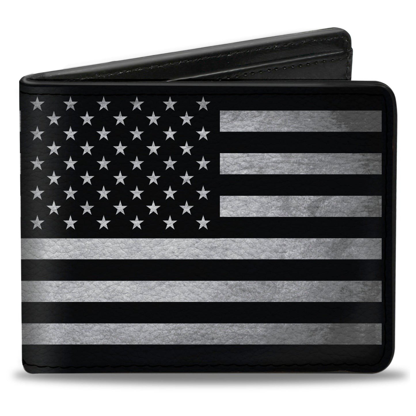 Bi-Fold Wallet - American Flag Weathered Black White