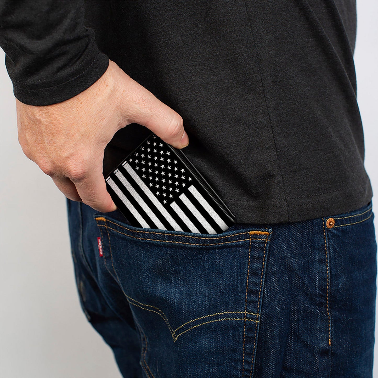 Bi-Fold Wallet - American Flag Black White