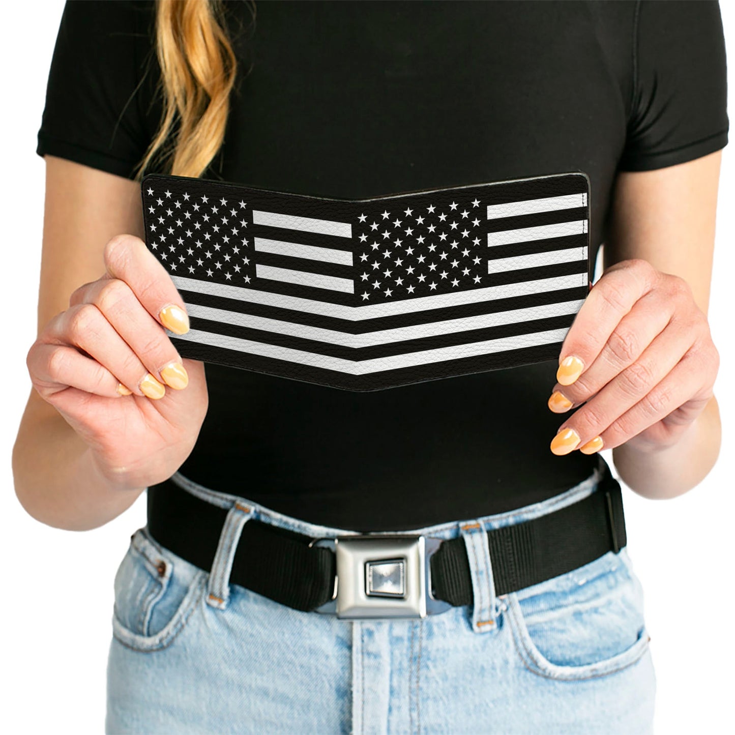 Bi-Fold Wallet - American Flag Black White