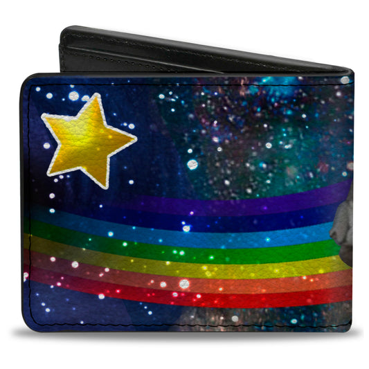 Bi-Fold Wallet - Astronaut Cats in Space Rainbows Stars
