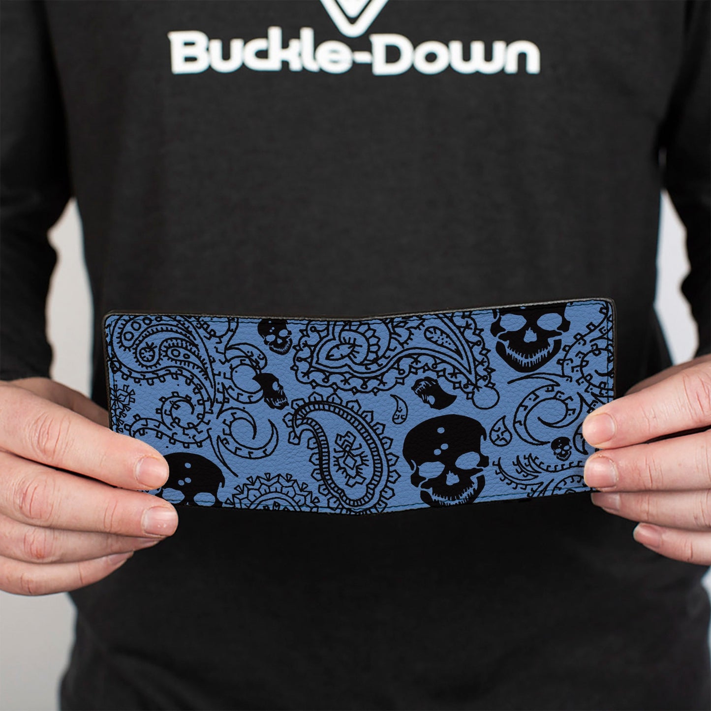 Bi-Fold Wallet - Bandana Skulls Baby Blue Black