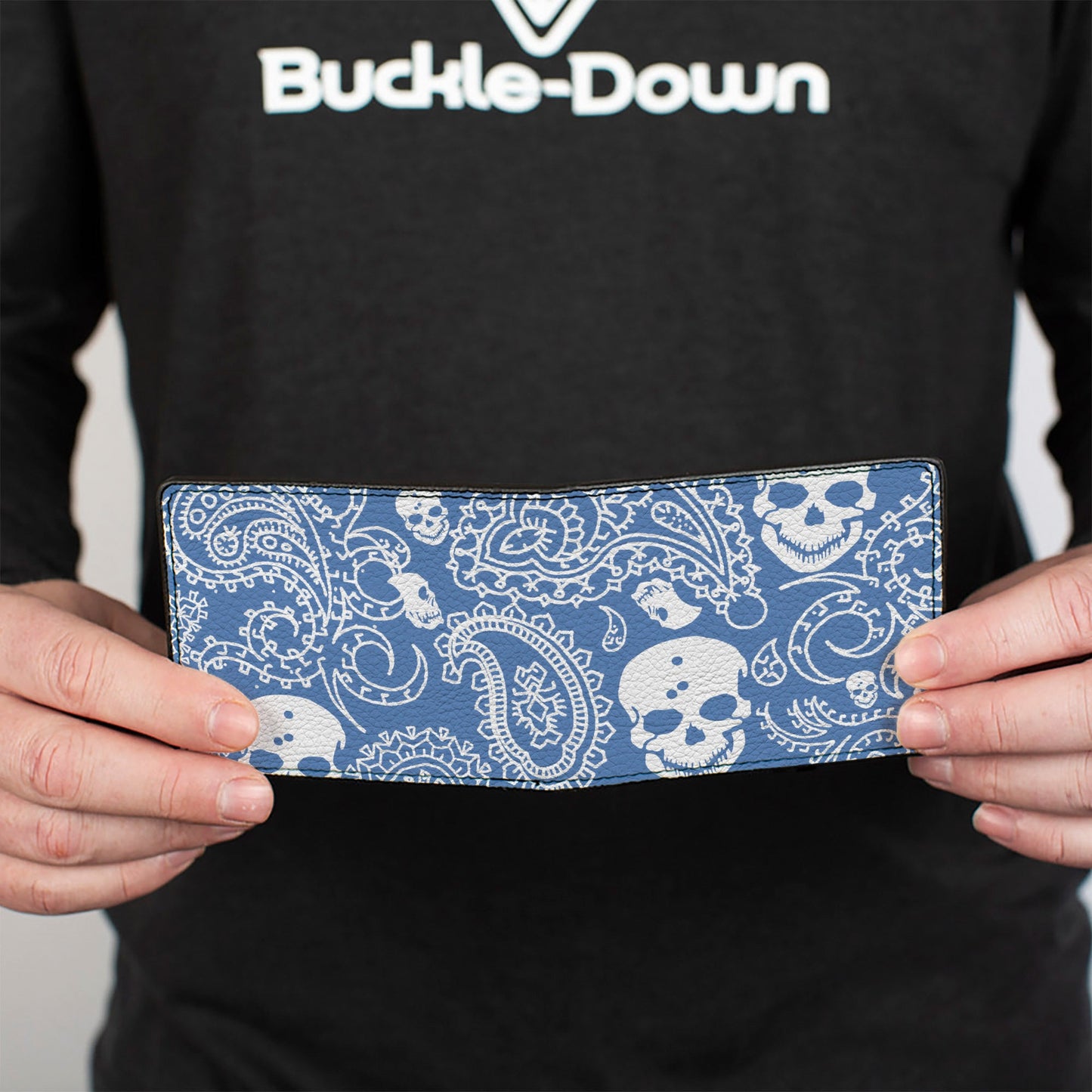 Bi-Fold Wallet - Bandana Skulls Baby Blue White